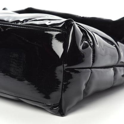 Saint Laurent Patent Lambskin Quilted Medium Loulou Puffer Monogram Chain Satchel Black 10 of 11