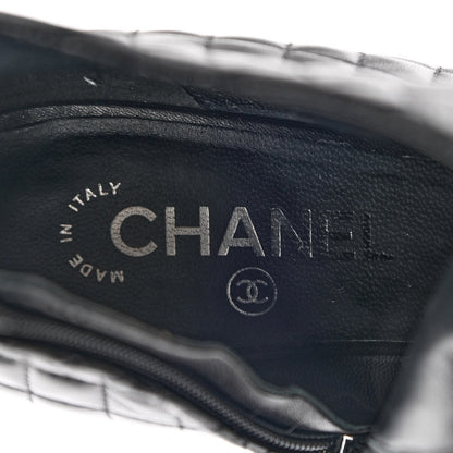 Chanel Lambskin Quilted Patent Short Boots 37.5 Black 12 of 12