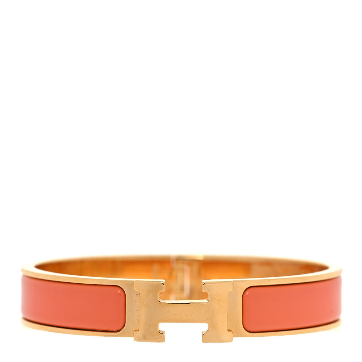 Hermes Enamel Narrow Clic Clac H Bracelet PM Peach Melba 1 of 6
