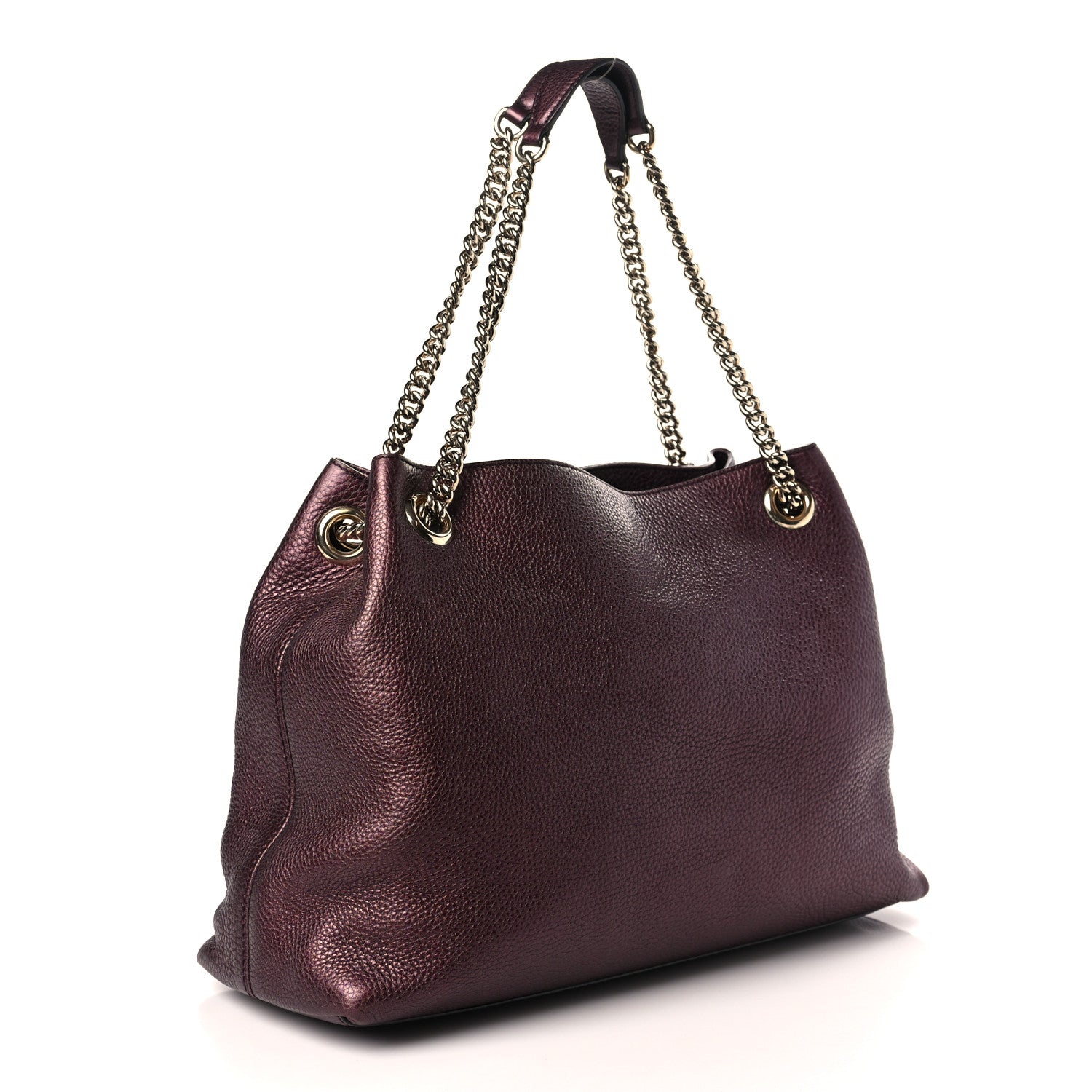 Gucci Metallic Cellarius Calfskin Medium Soho Chain Shoulder Bag Classic Burgundy 3 of 11