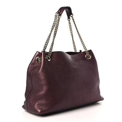Gucci Metallic Cellarius Calfskin Medium Soho Chain Shoulder Bag Classic Burgundy 3 of 11