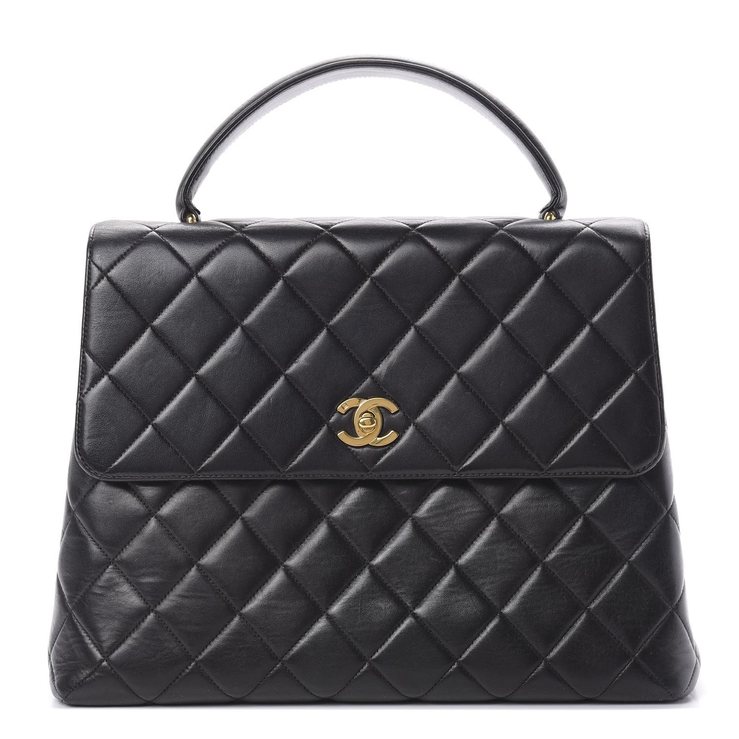 Lambskin Quilted Jumbo Kelly Flap Bag Black