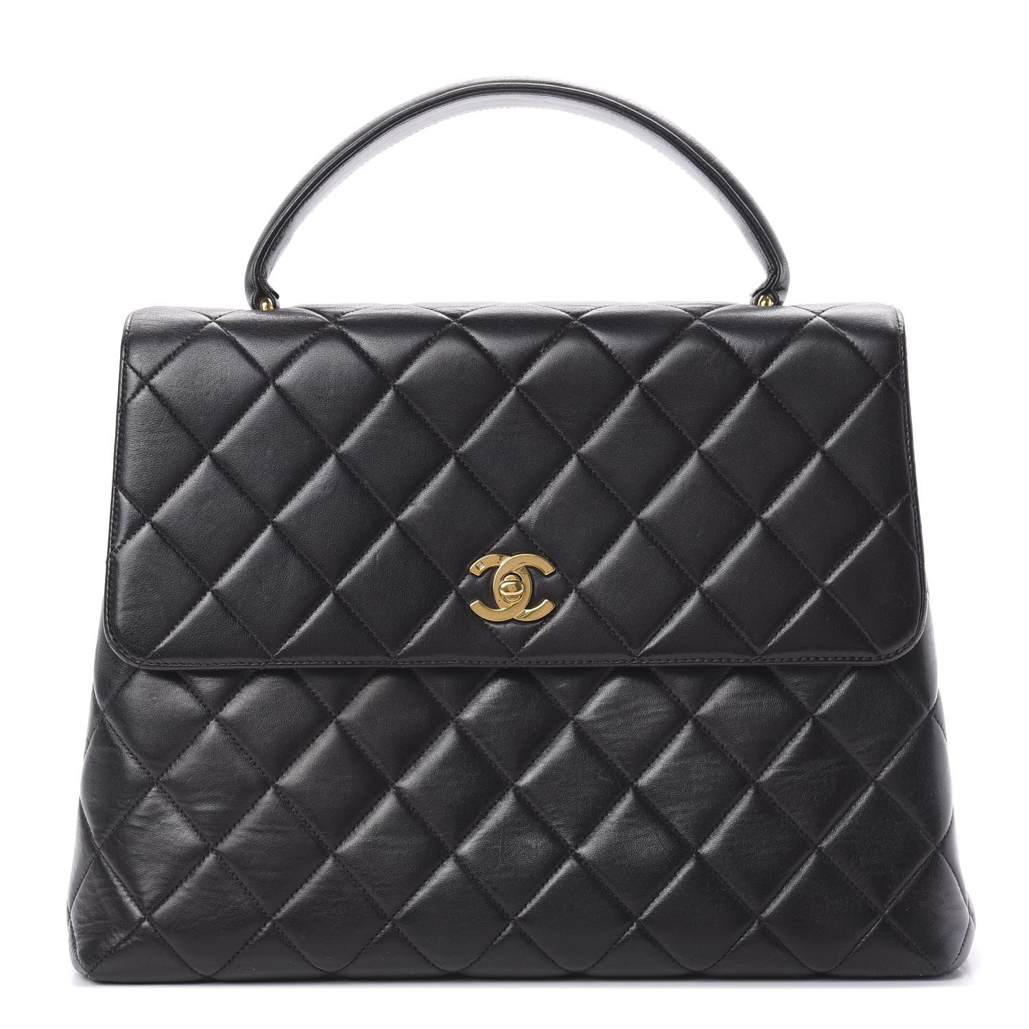 Chanel Lambskin Quilted Jumbo Kelly Flap Bag Black 1 of 22