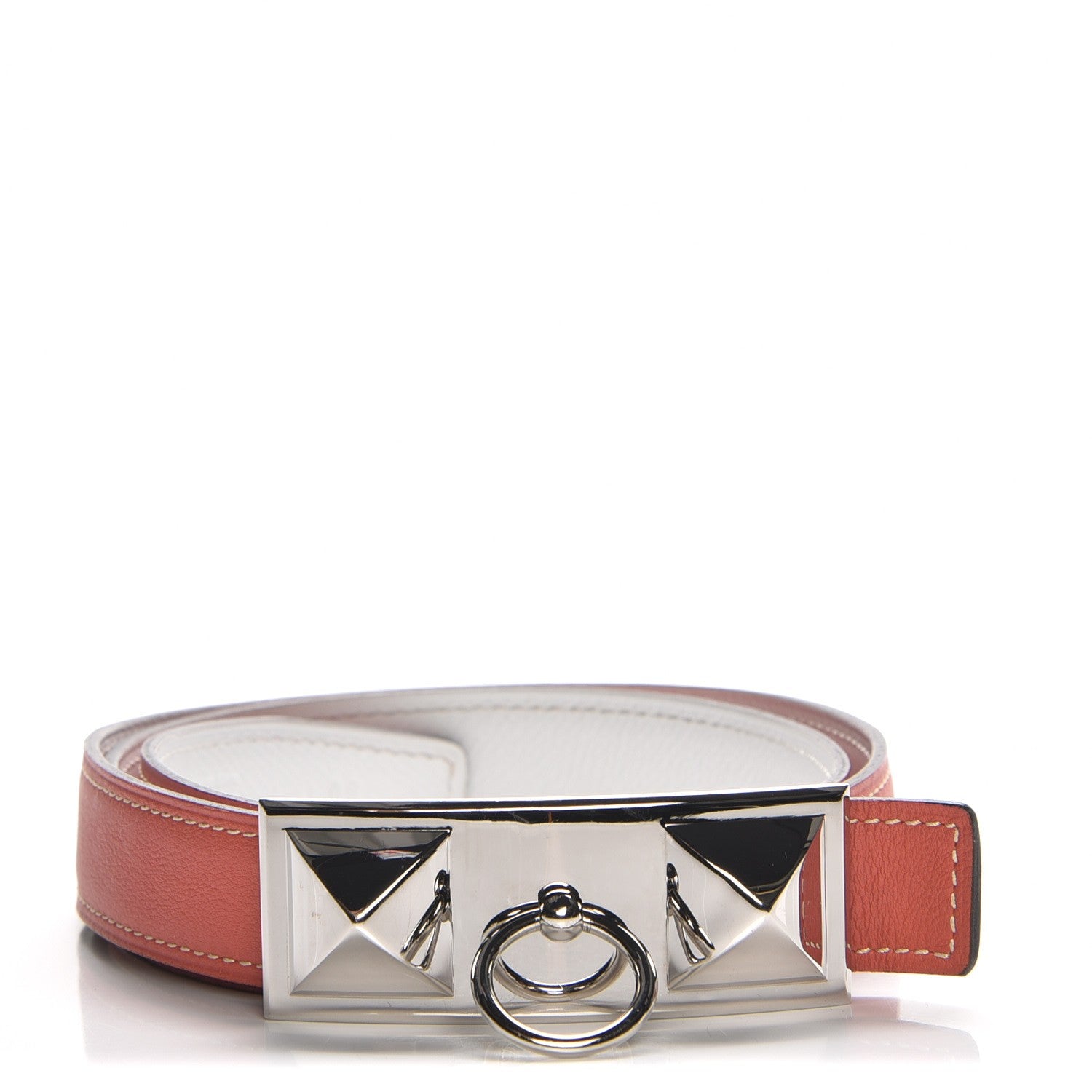 Hermes Epsom Swift 24mm Sydney Belt 80 White Rouge Corail 1 of 7