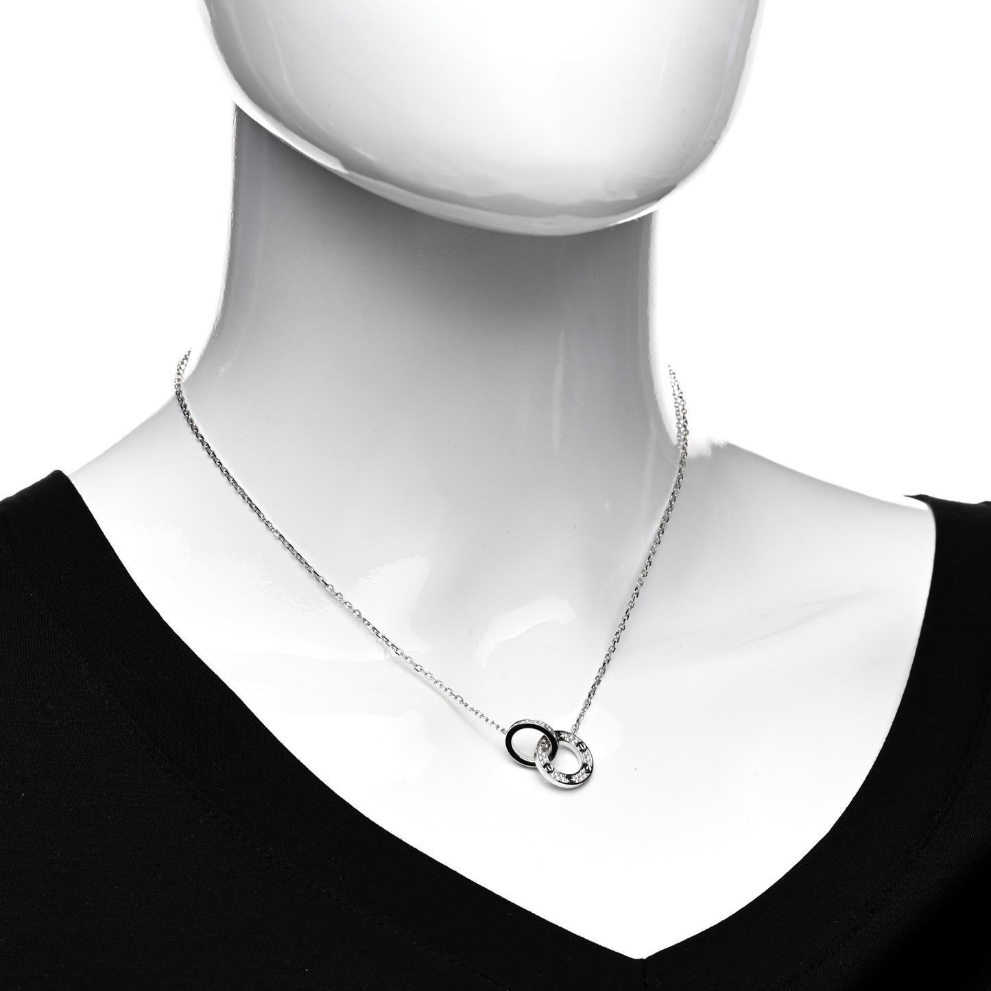 18K White Gold Diamond Interlocking LOVE Paved Necklace