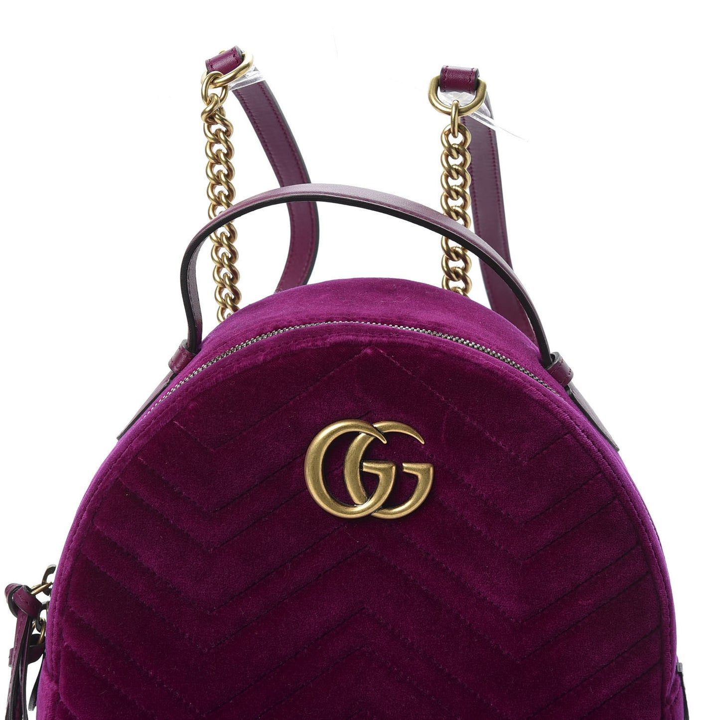 Velvet Matelasse GG Marmont Dome Backpack Fuchsia Violet Cyclamen