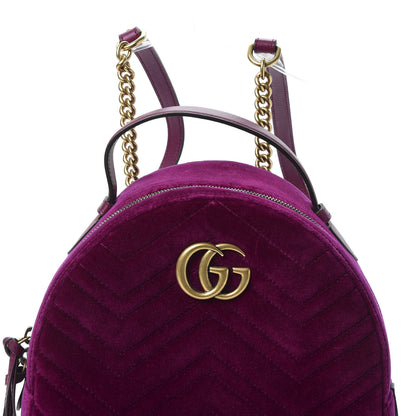 Gucci Velvet Matelasse GG Marmont Dome Backpack Fuchsia Violet Cyclamen 9 of 9