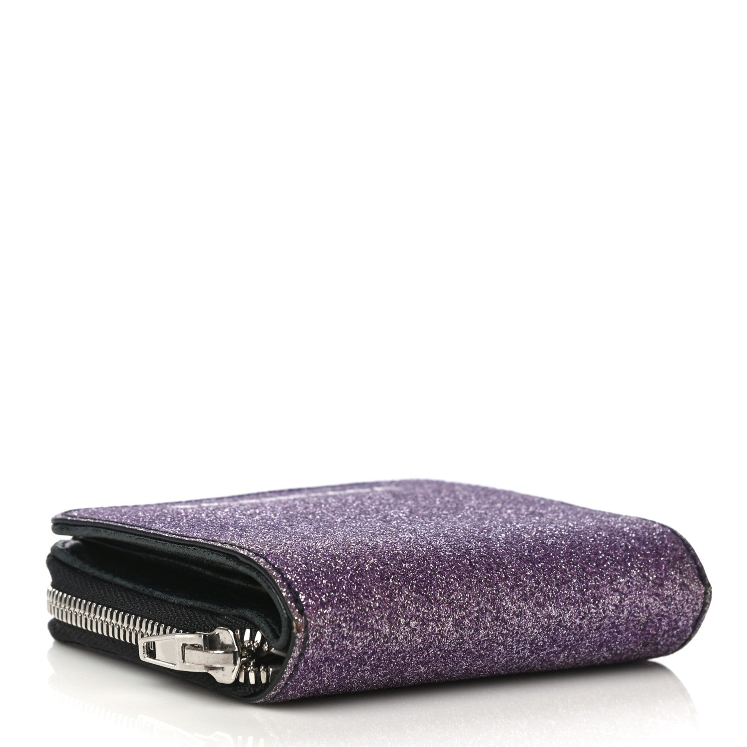 Balenciaga Glitter Calfskin Logo Everyday Multi Zip Wallet Purple 4 of 16