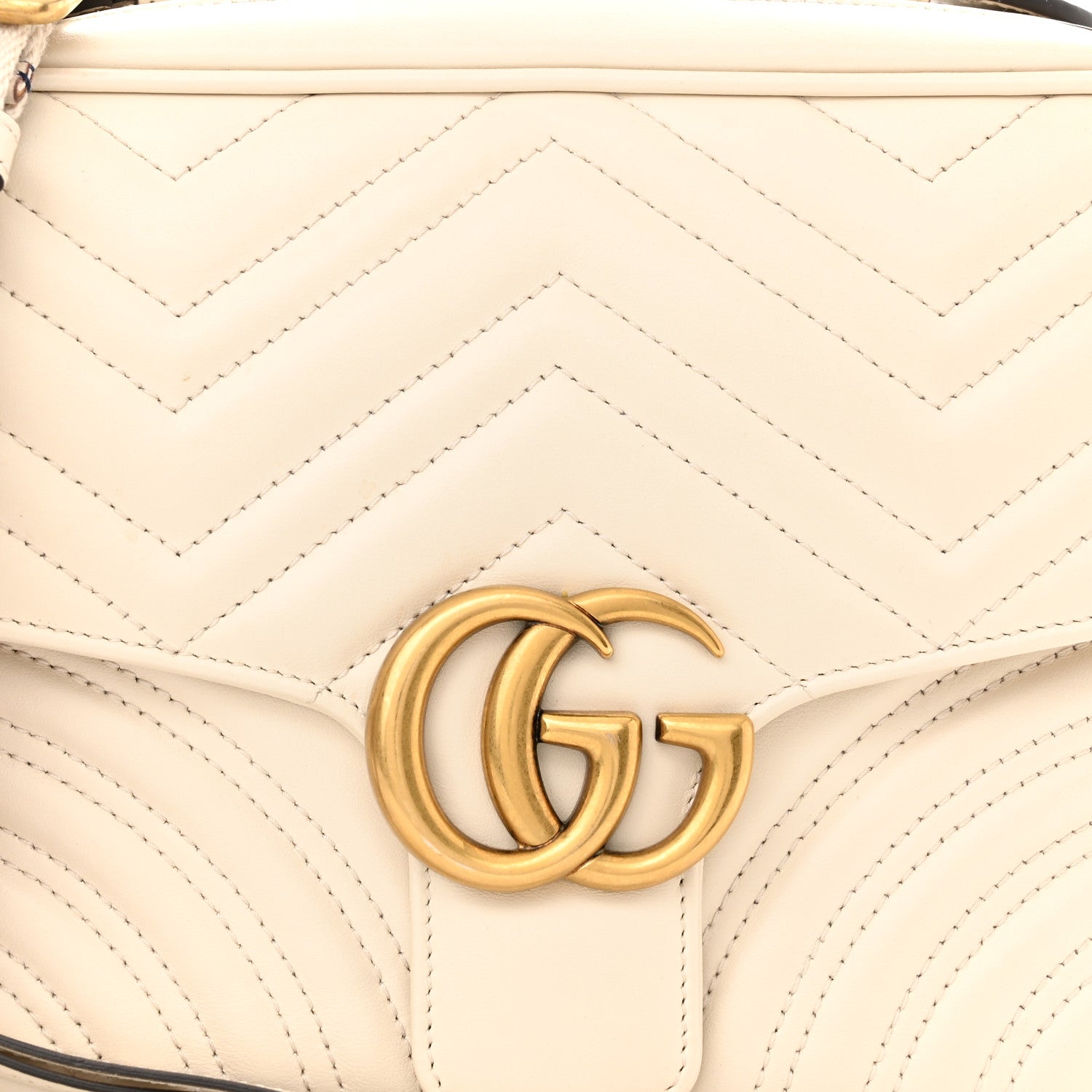 Gucci Calfskin Matelasse Sylvie Web Small GG Marmont Top Handle Shoulder Bag White 7 of 9