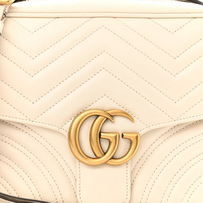 Gucci Calfskin Matelasse Sylvie Web Small GG Marmont Top Handle Shoulder Bag White 7 of 9
