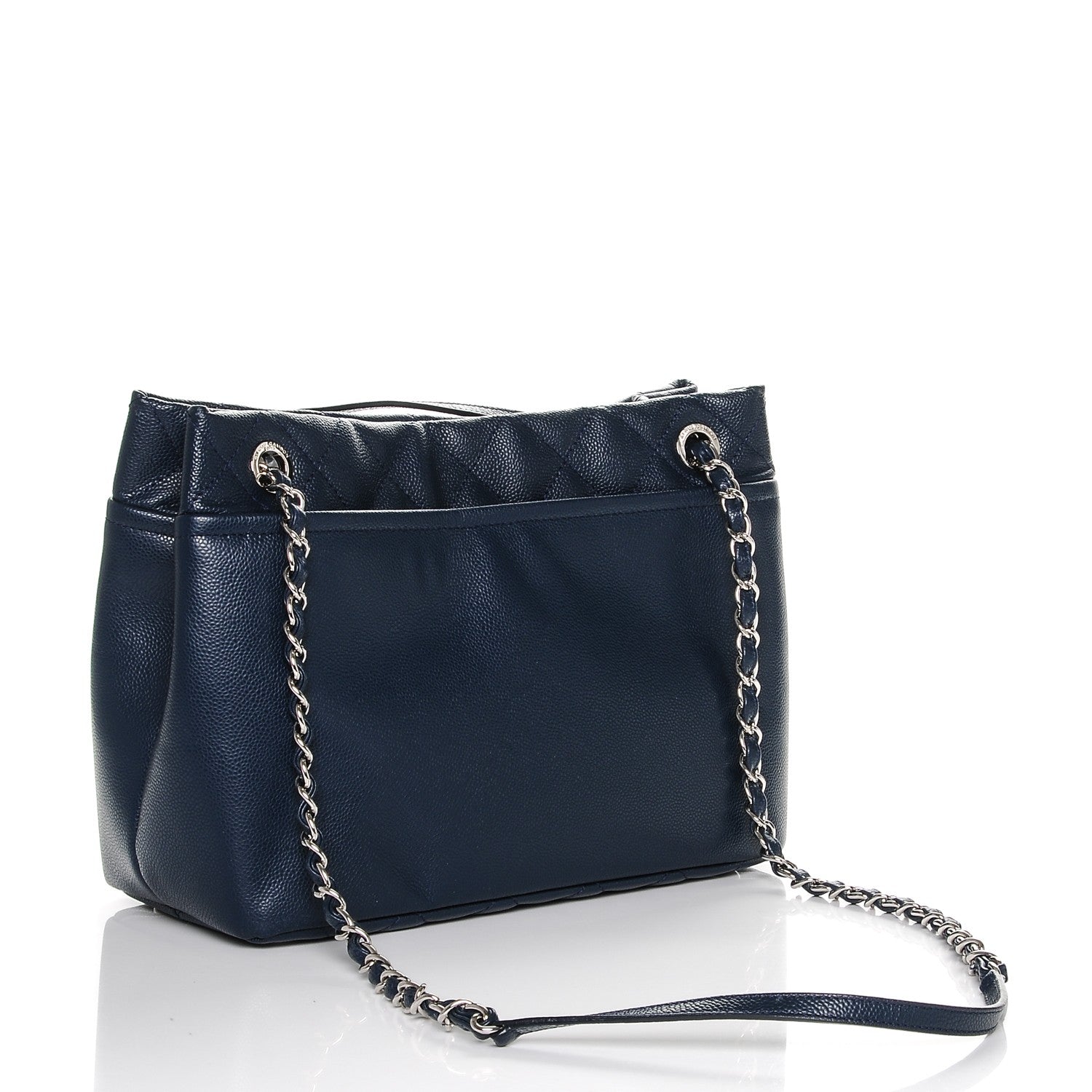 Chanel Caviar Quilted Timeless CC Soft Tote Navy Blue 3 of 7