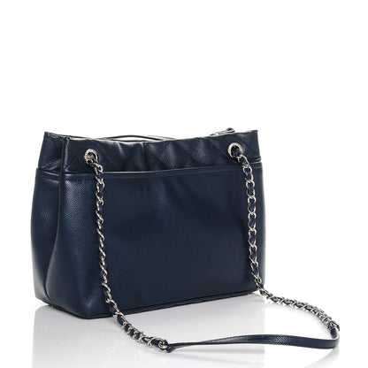 Chanel Caviar Quilted Timeless CC Soft Tote Navy Blue 3 of 7