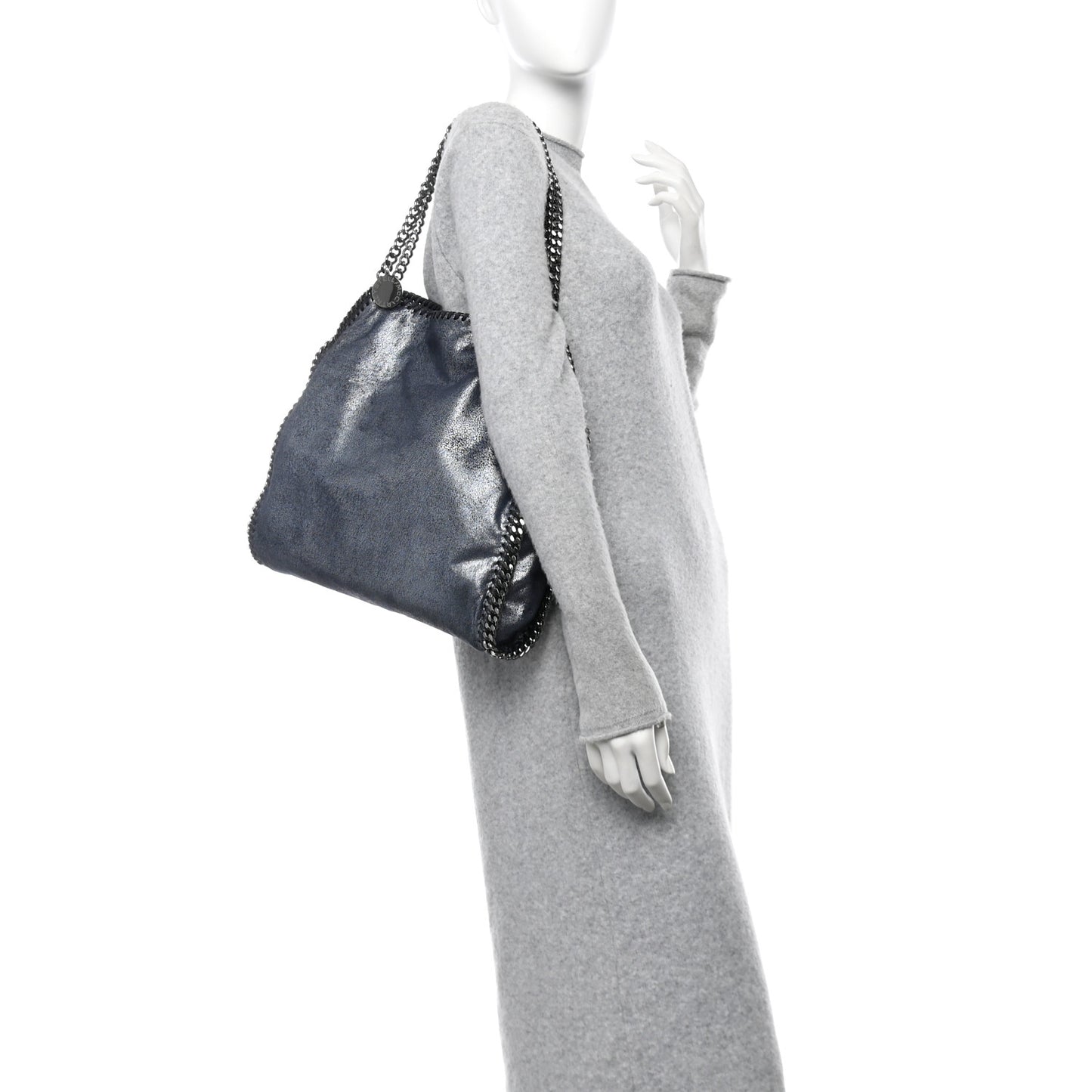 Metallic Shaggy Deer Small Falabella Tote Navy