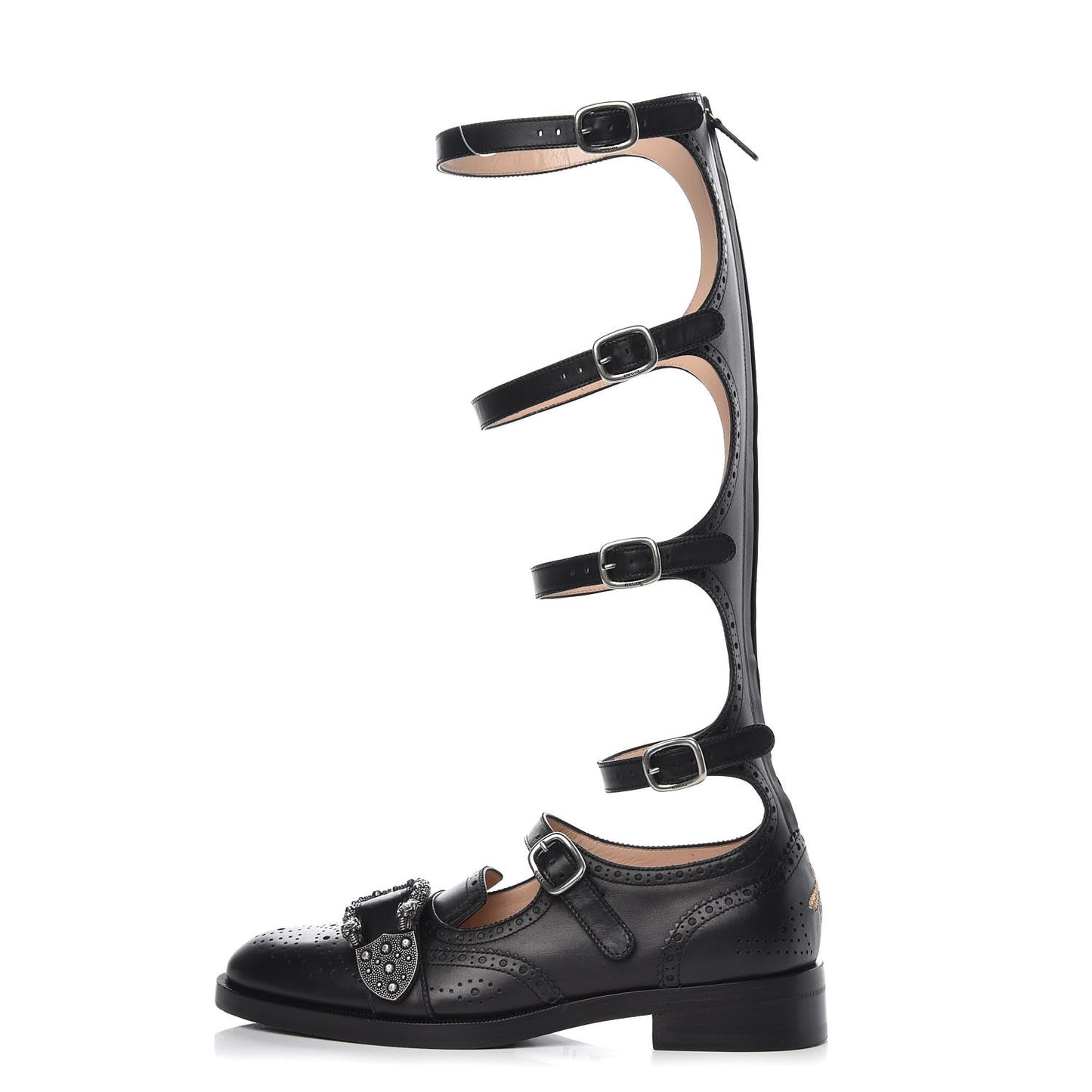 Calfskin Queercore Brogue Knee High Boots 39.5 Black