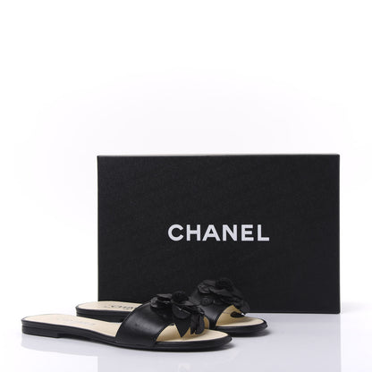 Chanel Lambskin Camellia Slides 37.5 Black 9 of 9