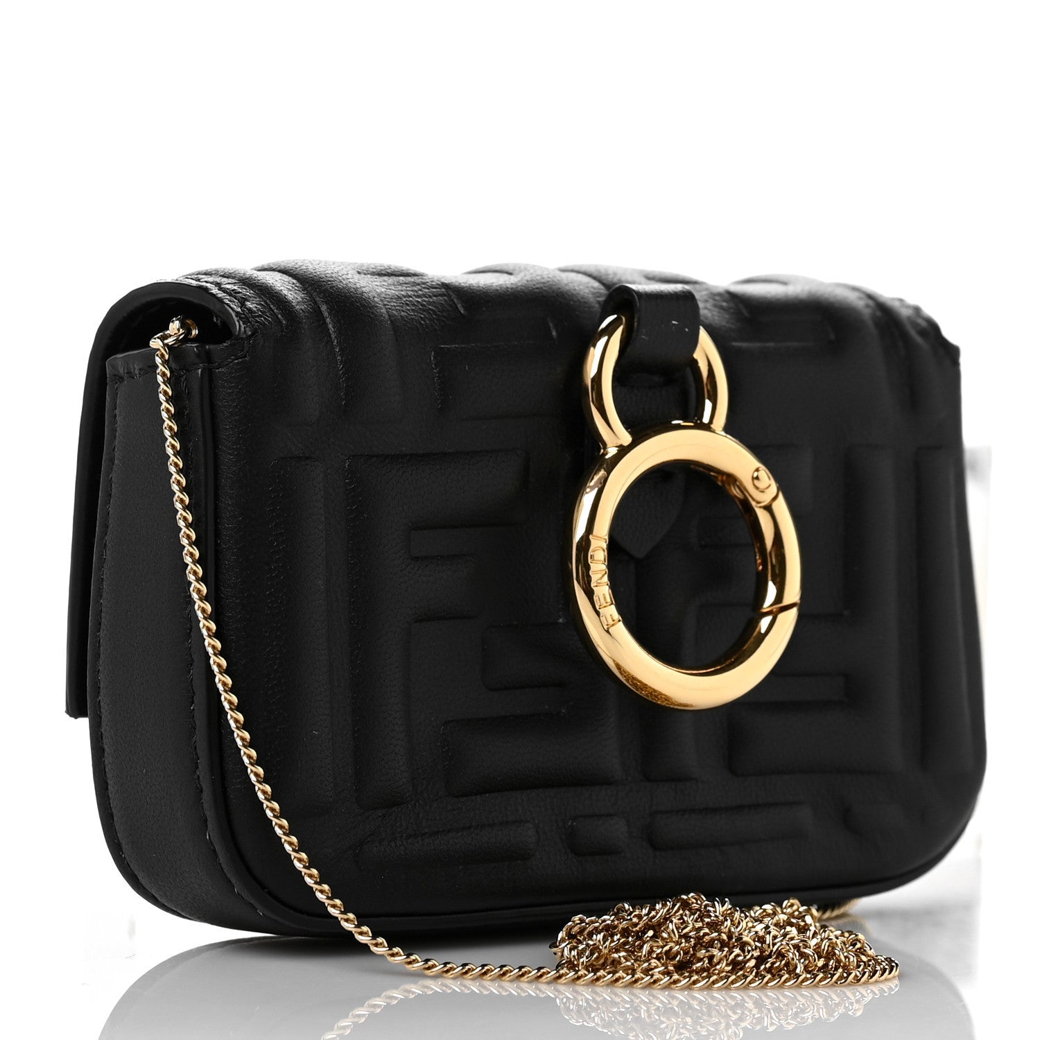 Fendi Nappa Matisse FF Embossed Nano Baguette Charm Black 3 of 8