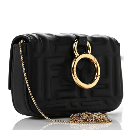 Fendi Nappa Matisse FF Embossed Nano Baguette Charm Black 3 of 8