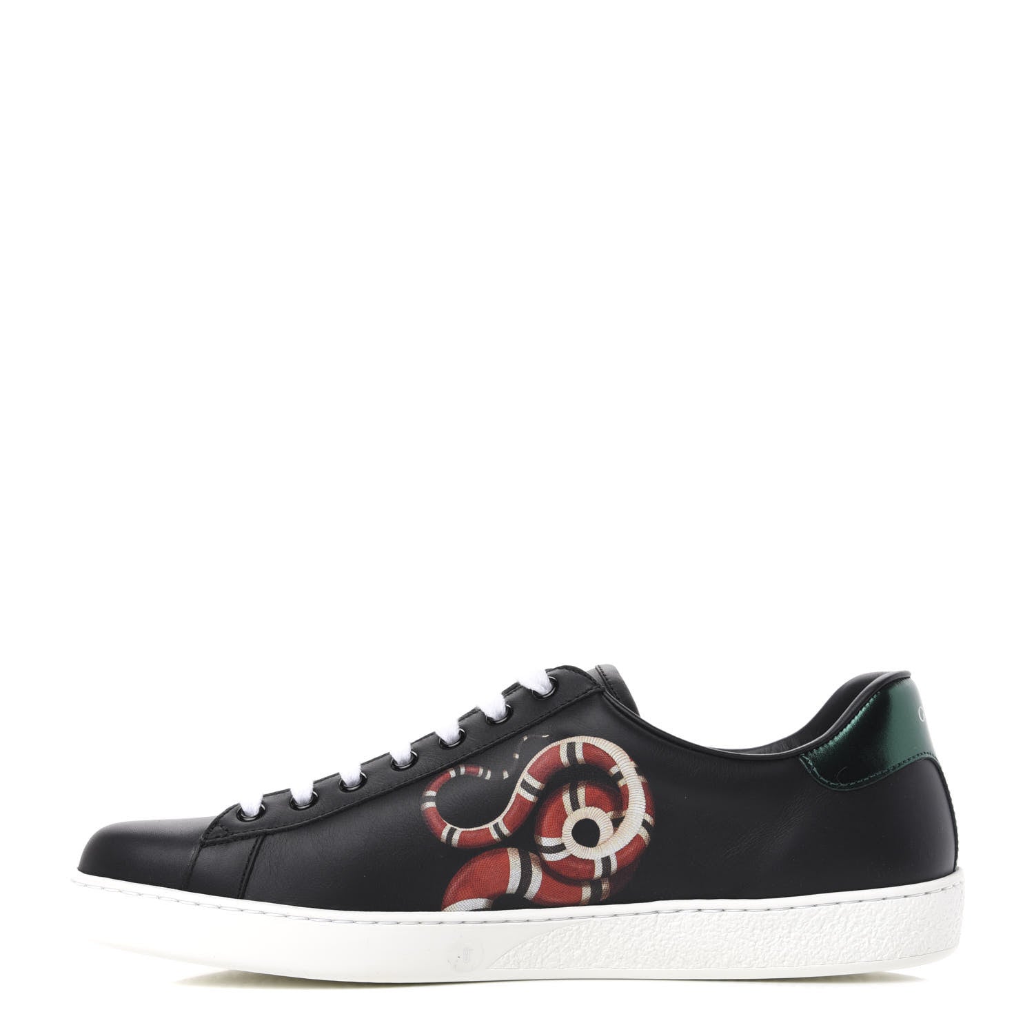 Gucci Calfskin Kingsnake Mens Ace Sneakers 9 Black Multicolor 1 of 11