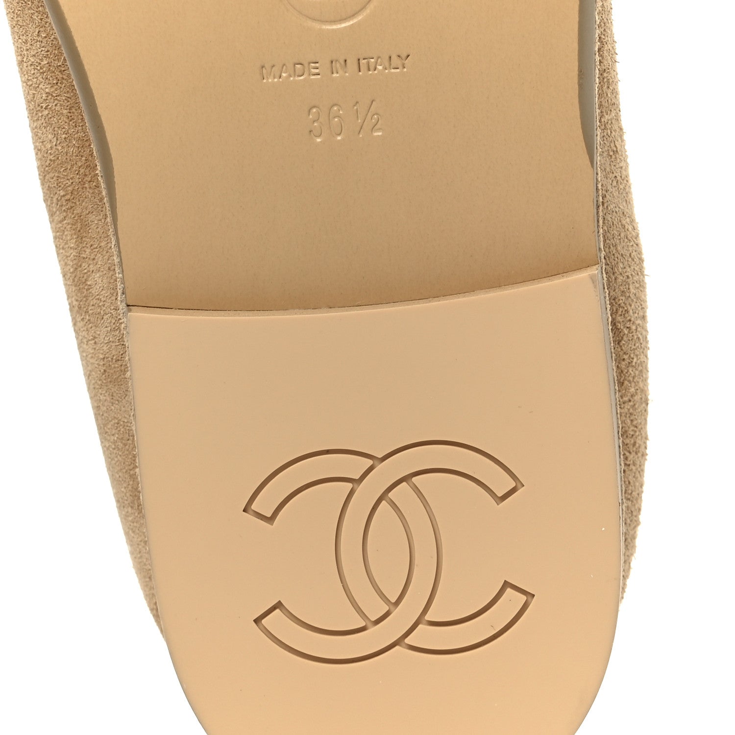 Chanel Suede Cap Toe CC Mary Jane Flats 36.5 Beige 8 of 11