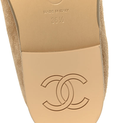 Chanel Suede Cap Toe CC Mary Jane Flats 36.5 Beige 8 of 11