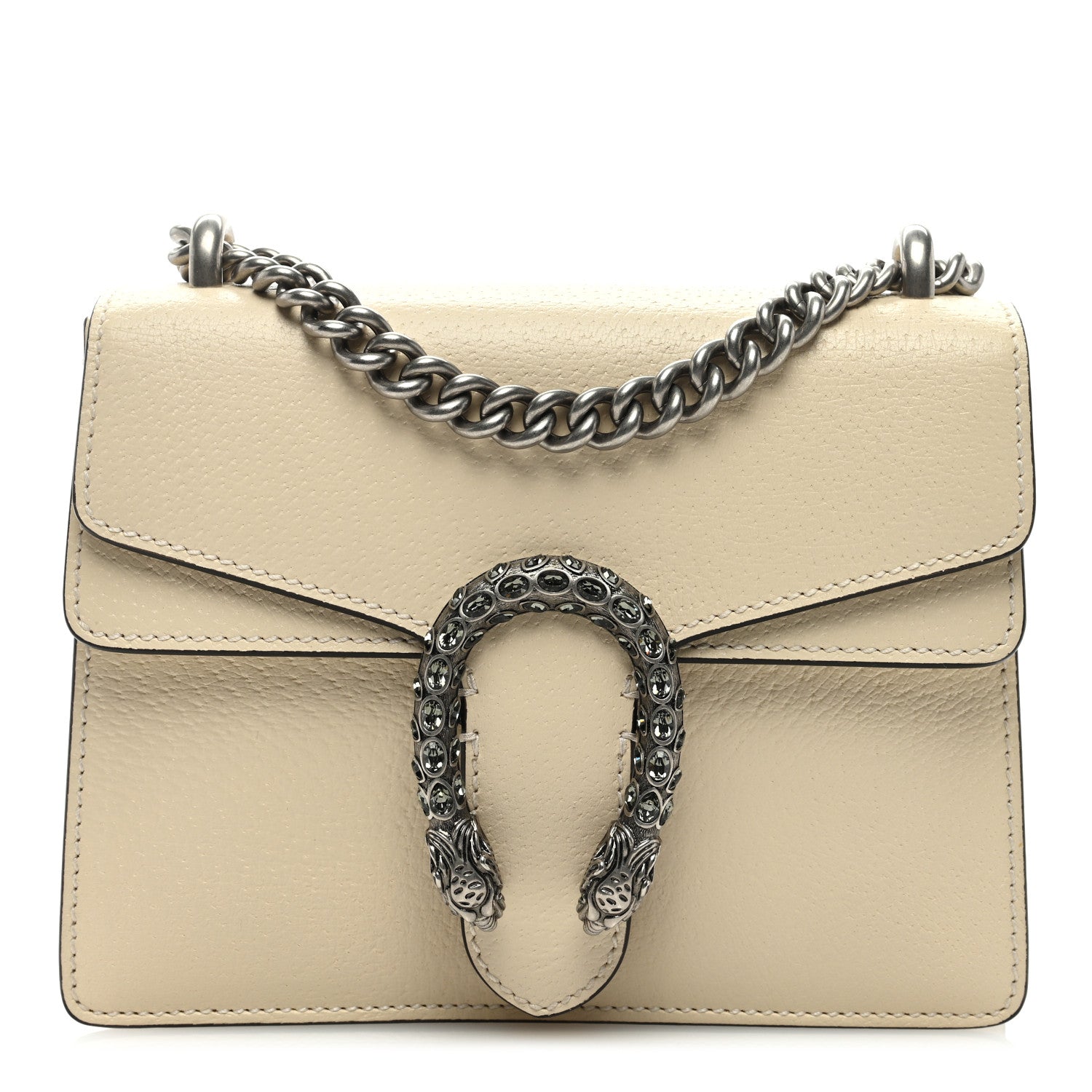 Gucci Textured Calfskin Crystal Mini Dionysus Shoulder Bag Mystic White 1 of 9