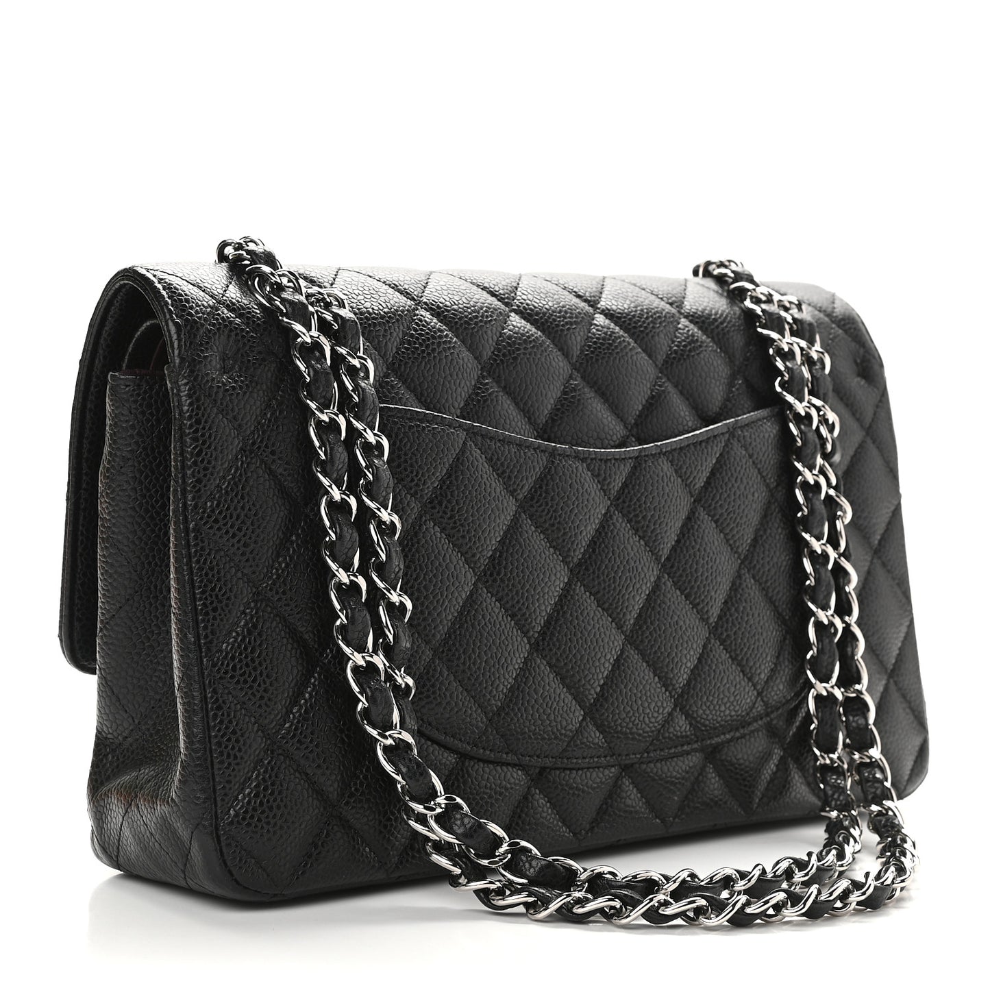 Caviar Quilted Medium Double Flap Black