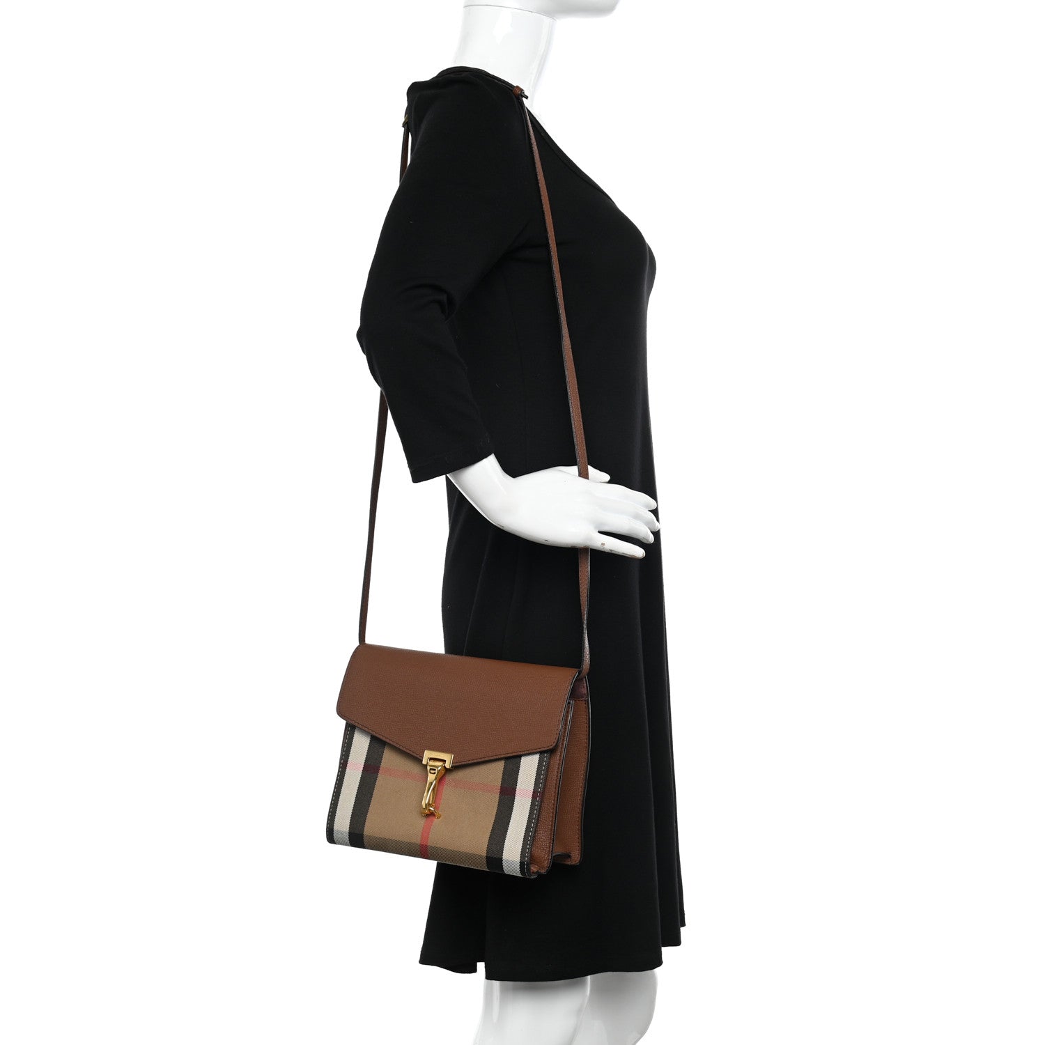 Burberry Derby Calfskin House Check Small Macken Crossbody Bag Tan 2 of 13