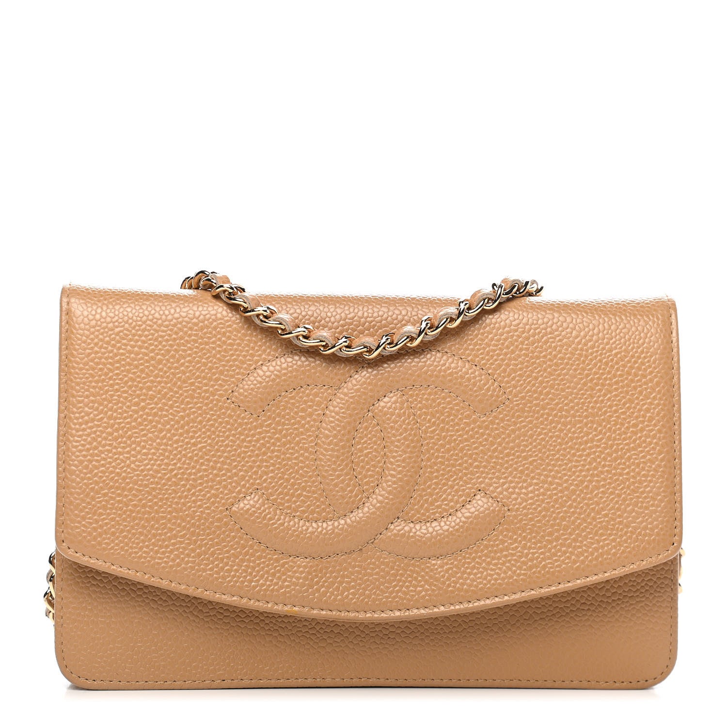 Chanel Caviar Timeless CC Wallet On Chain WOC Beige 1 of 9