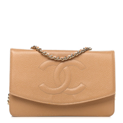 Chanel Caviar Timeless CC Wallet On Chain WOC Beige 1 of 9
