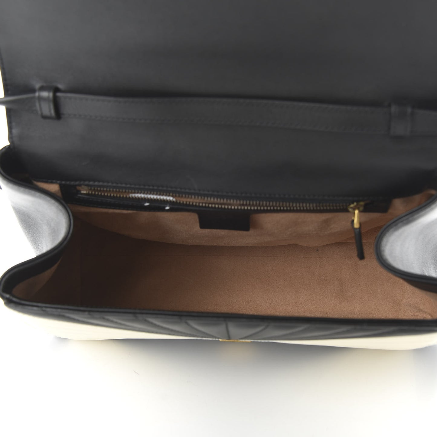 Calfskin Bamboo Trapuntata Queen Margaret Top Handle Bag Mystic White Black