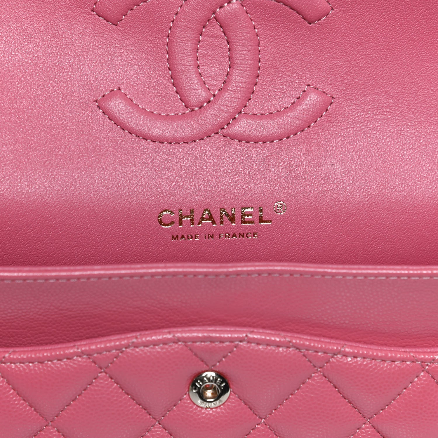 Chanel Metallic Caviar Quilted Medium Double Flap Pink 6 of 10