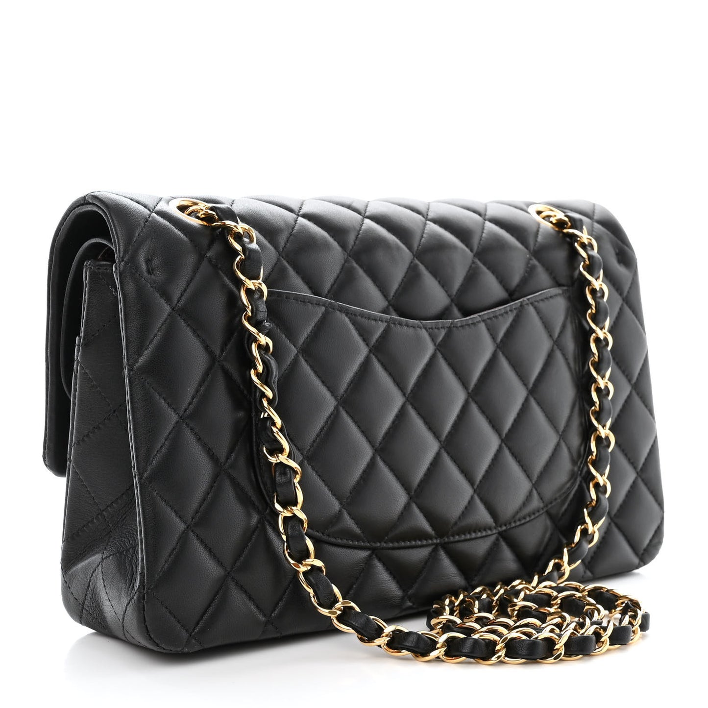 Lambskin Quilted Medium Double Flap Black