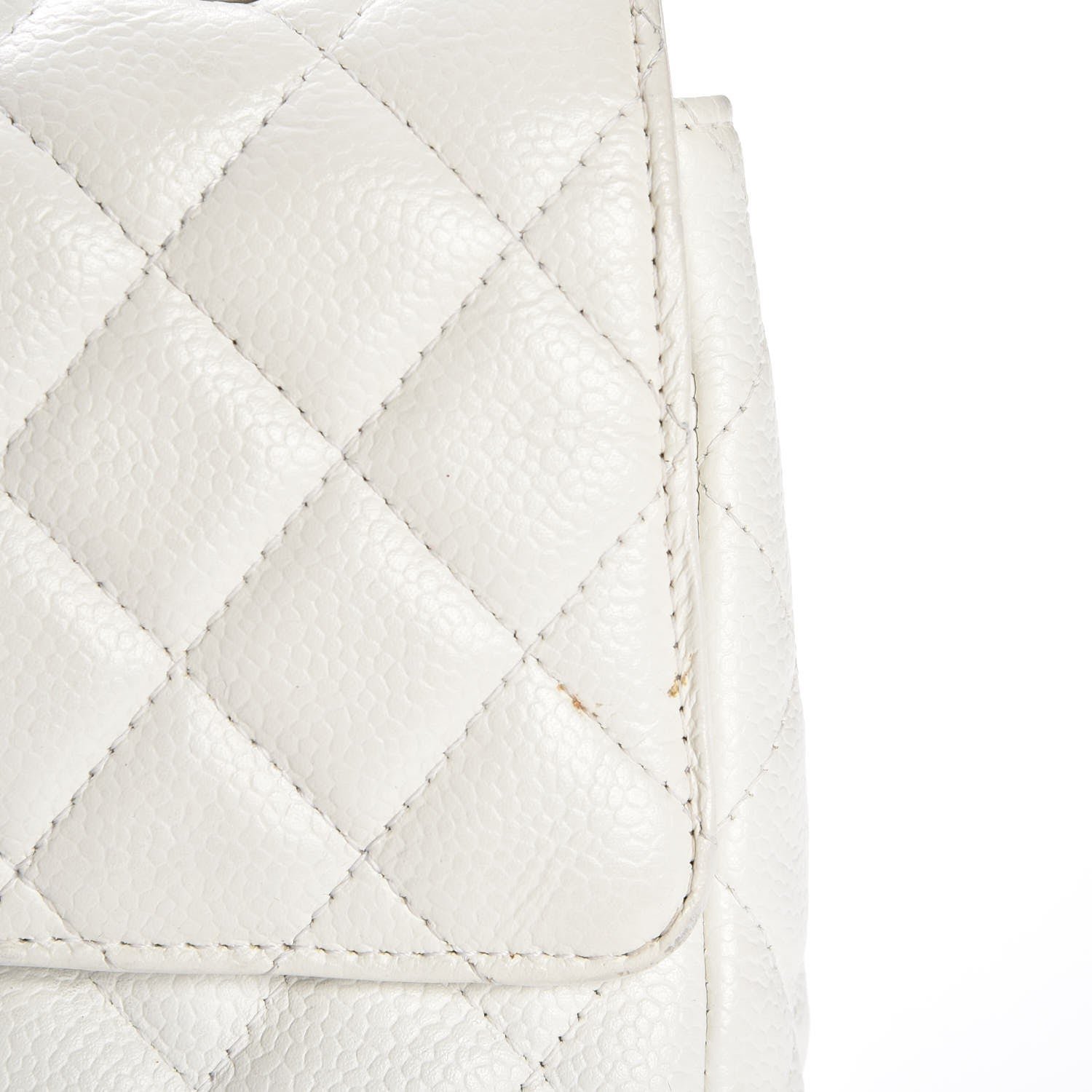 Chanel Washed Caviar Quilted Medium Double Flap White 7 of 11