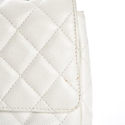 Chanel Washed Caviar Quilted Medium Double Flap White 7 of 11