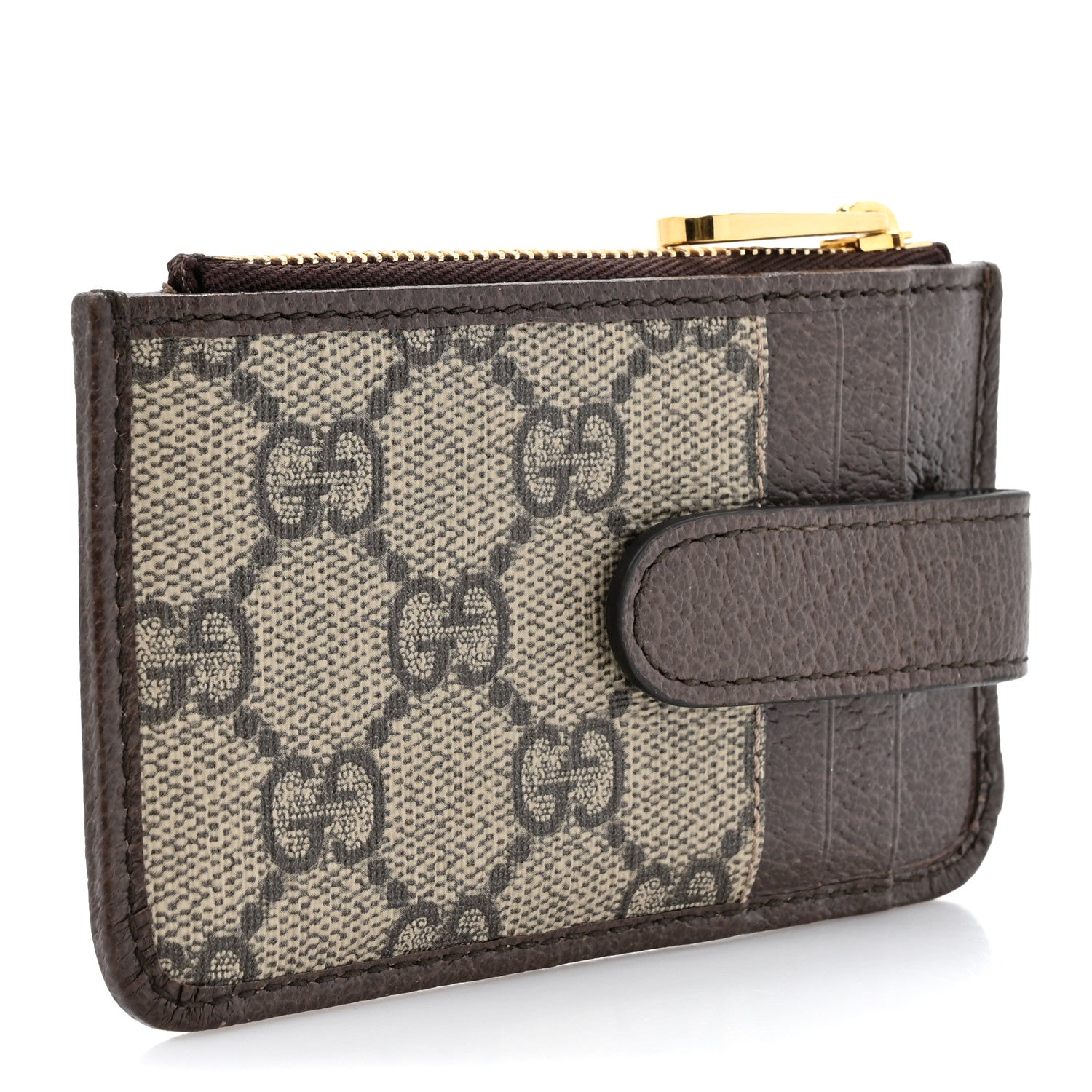 Gucci GG Supreme Monogram Web Ophidia Zip Card Case Brown 3 of 9