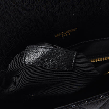 Saint Laurent Grain De Poudre Textured Mixed Matelasse Large Triquilt Monogram Satchel Black 7 of 10