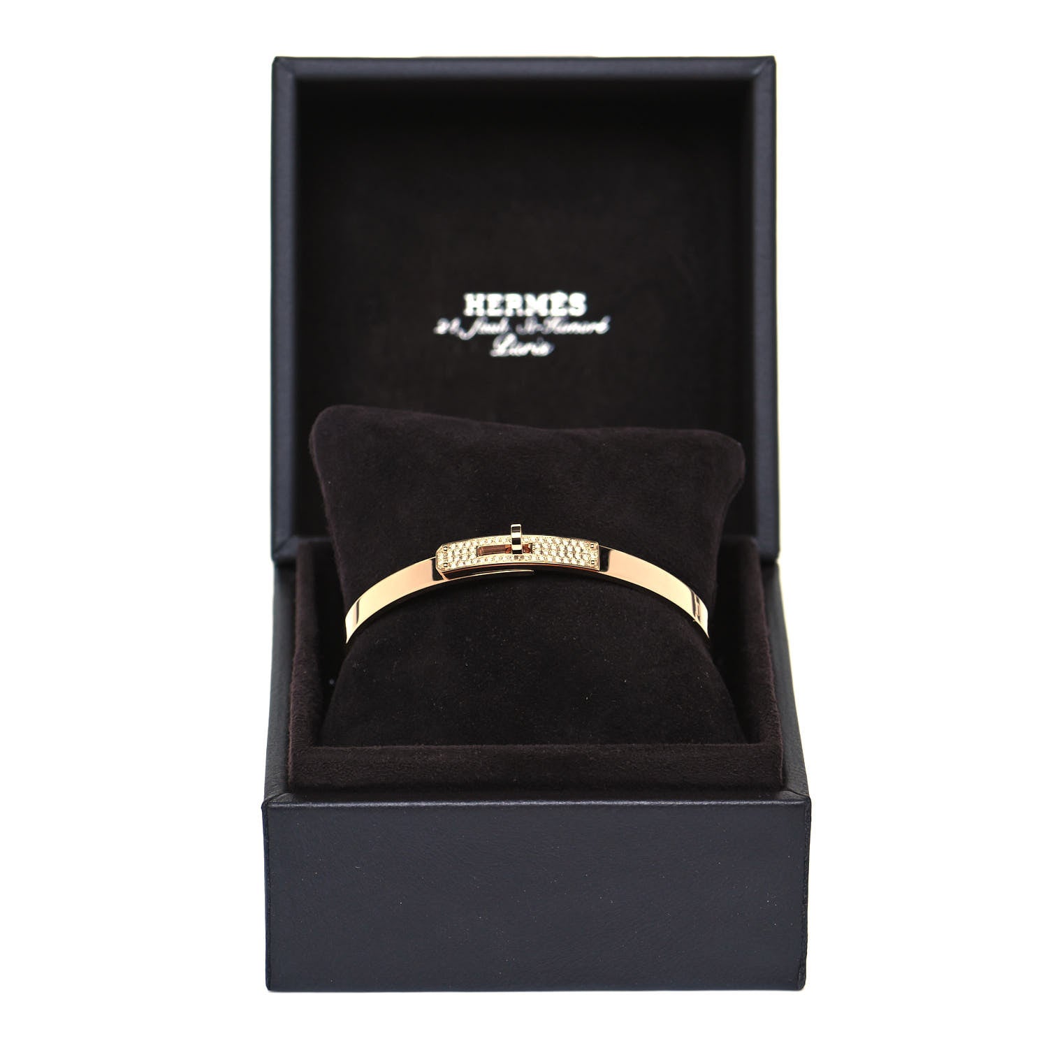 Hermes 18K Rose Gold Diamond PM Kelly Pave Bracelet ST 5 of 5