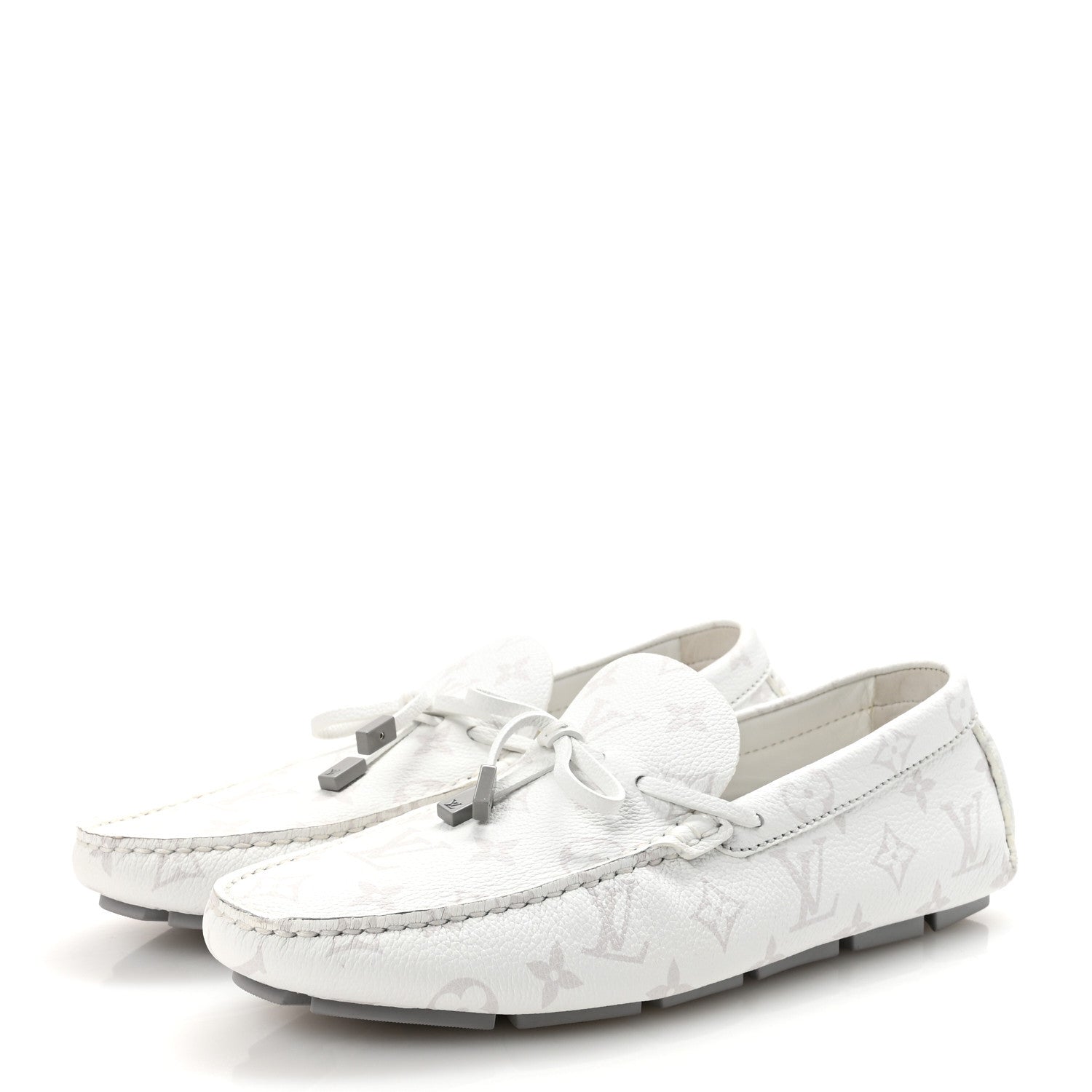 Louis Vuitton Monogram LV Driver Moccasin Loafers 7.5 White