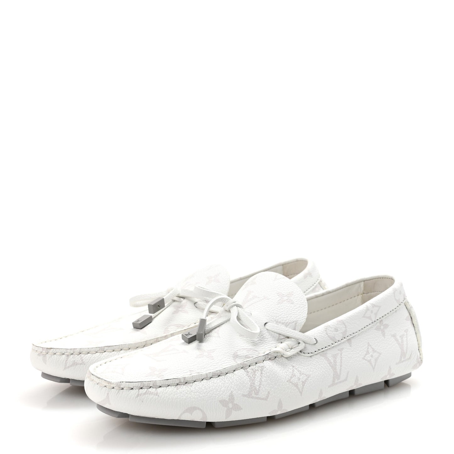 Monogram LV Driver Moccasin Loafers 7.5 White