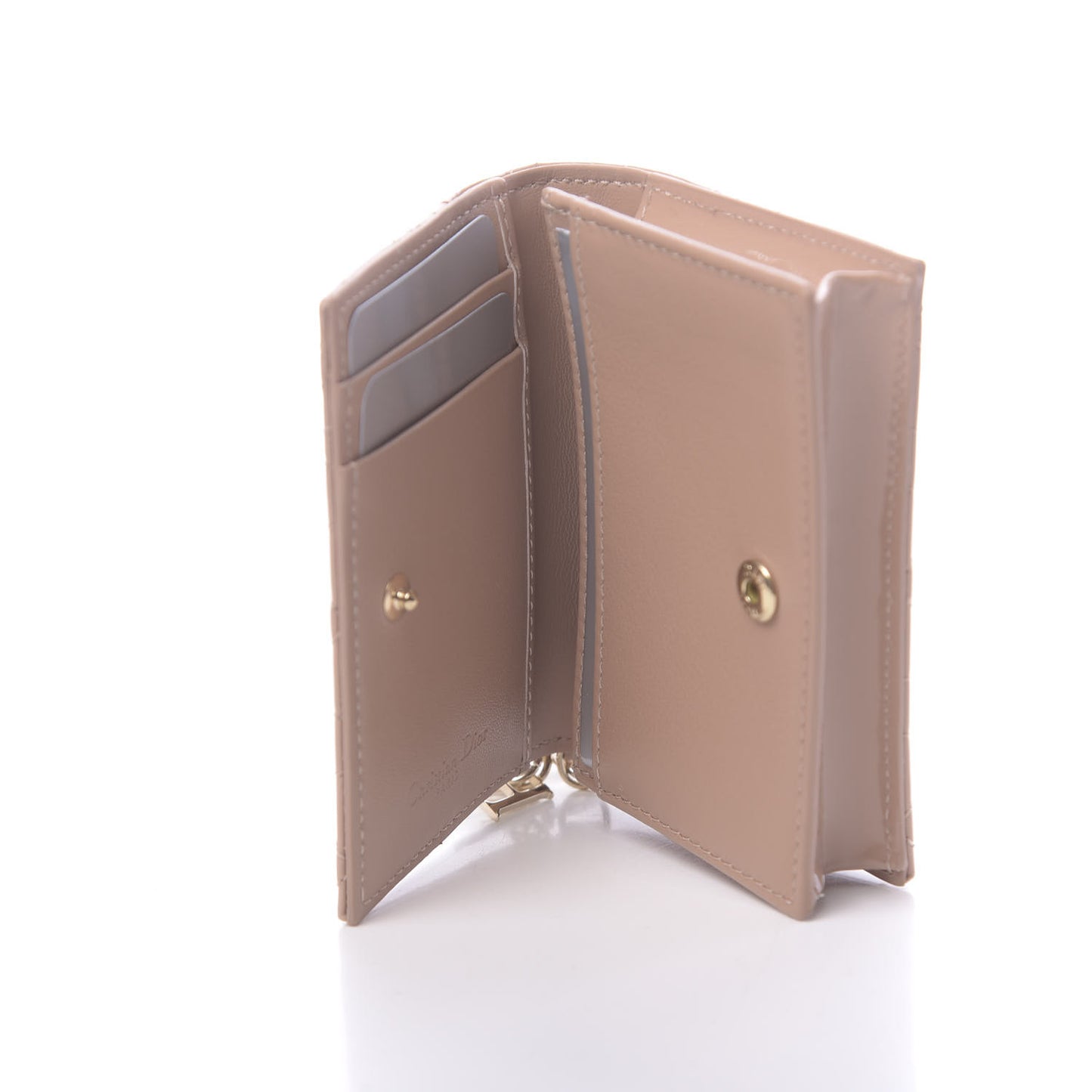 Patent Cannage Small Lady Dior Flap Card Holder Rose De Vents