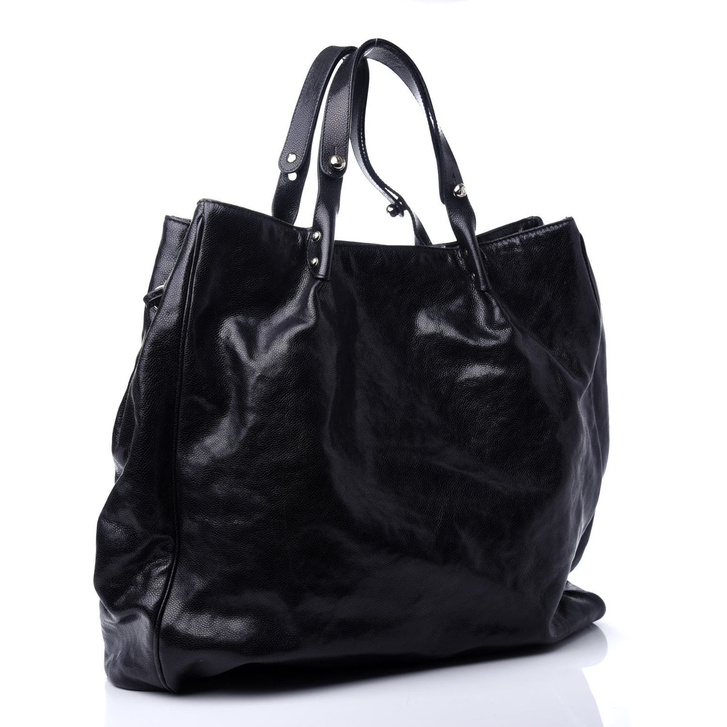 Glazed Caviar Large Pocket In The City Tote Black