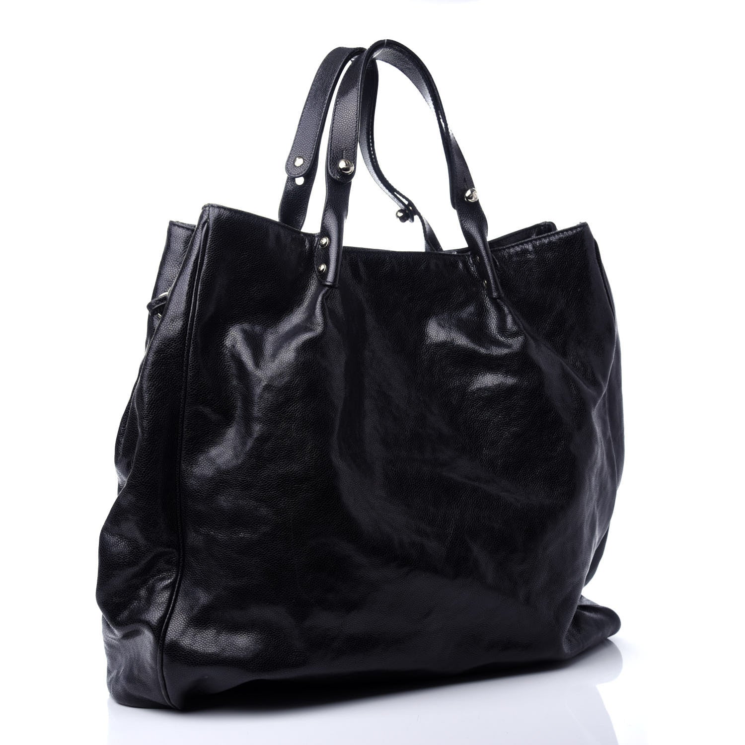 Chanel Glazed Caviar Large Pocket In The City Tote Black 3 of 10