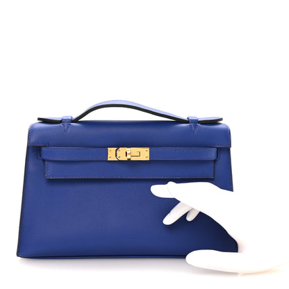 Hermes Swift Kelly Pochette Clutch Bleu Electrique 2 of 8