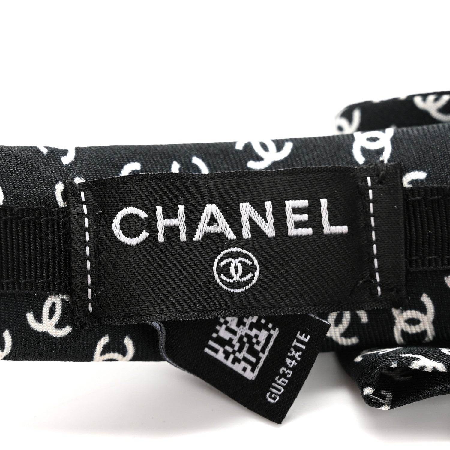 Chanel Silk Bow CC Headband Black Ecru 5 of 6
