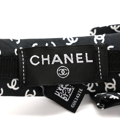 Chanel Silk Bow CC Headband Black Ecru 5 of 6