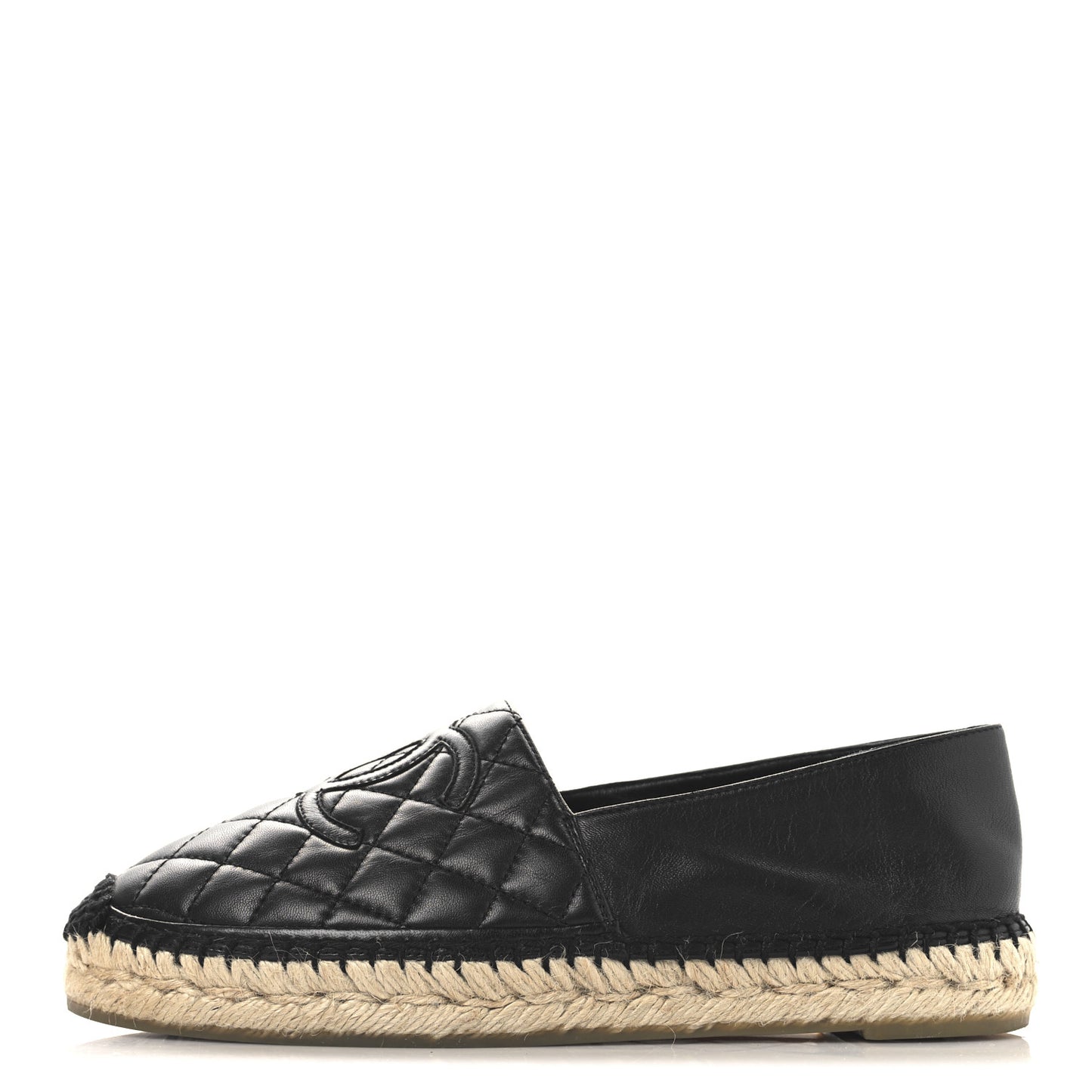 Lambskin Quilted CC Espadrilles 38 Black