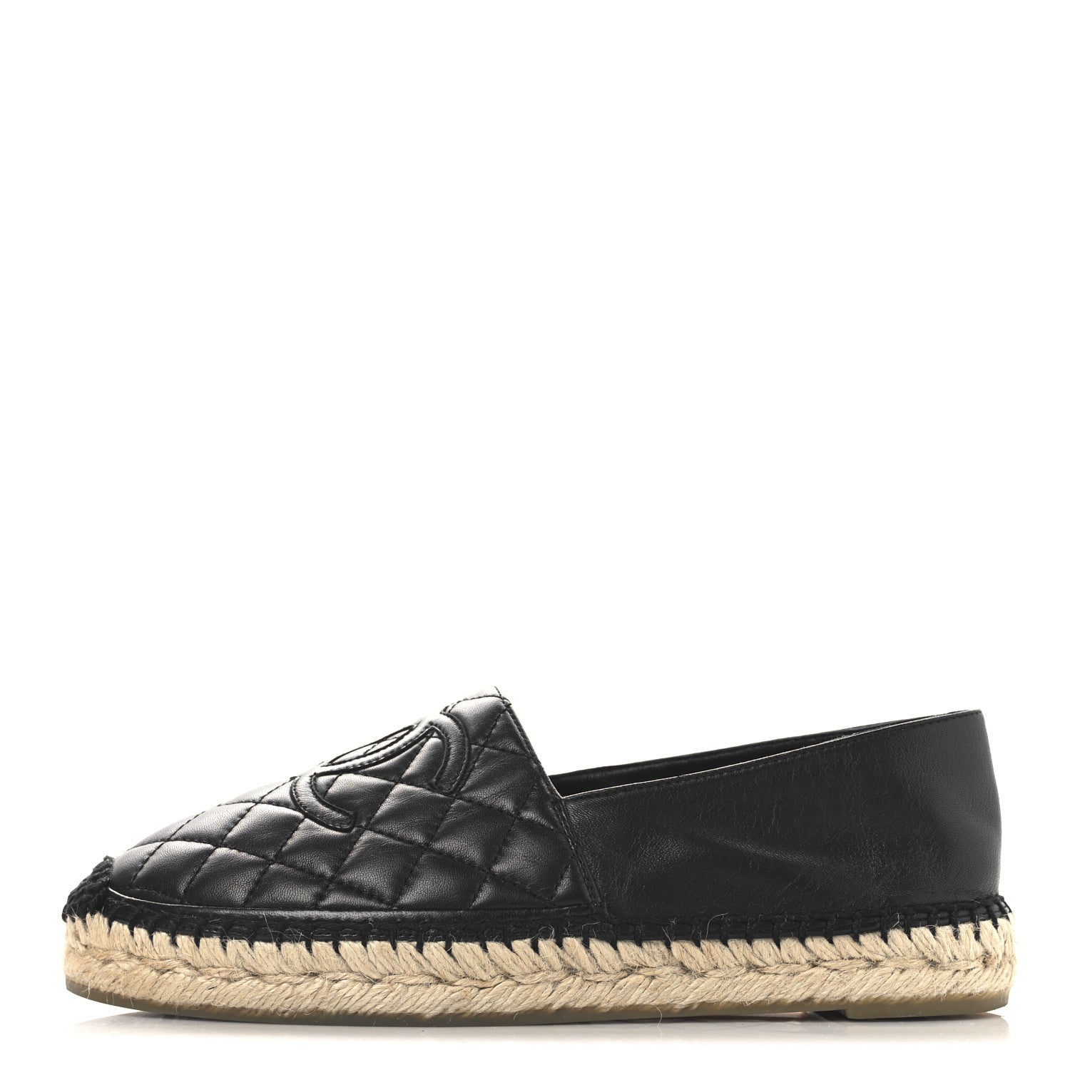 Chanel Lambskin Quilted CC Espadrilles 38 Black 1 of 10