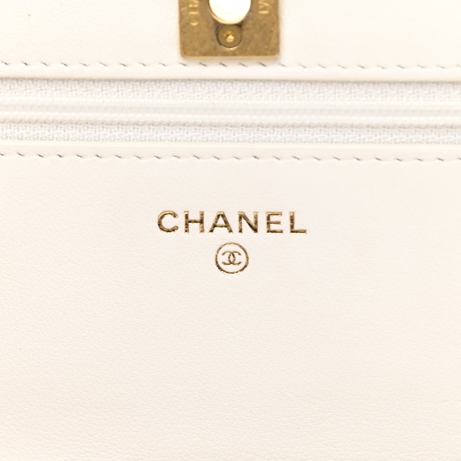 Chanel Lambskin Quilted CC Pearl Crush Wallet on Chain WOC White 6 of 12