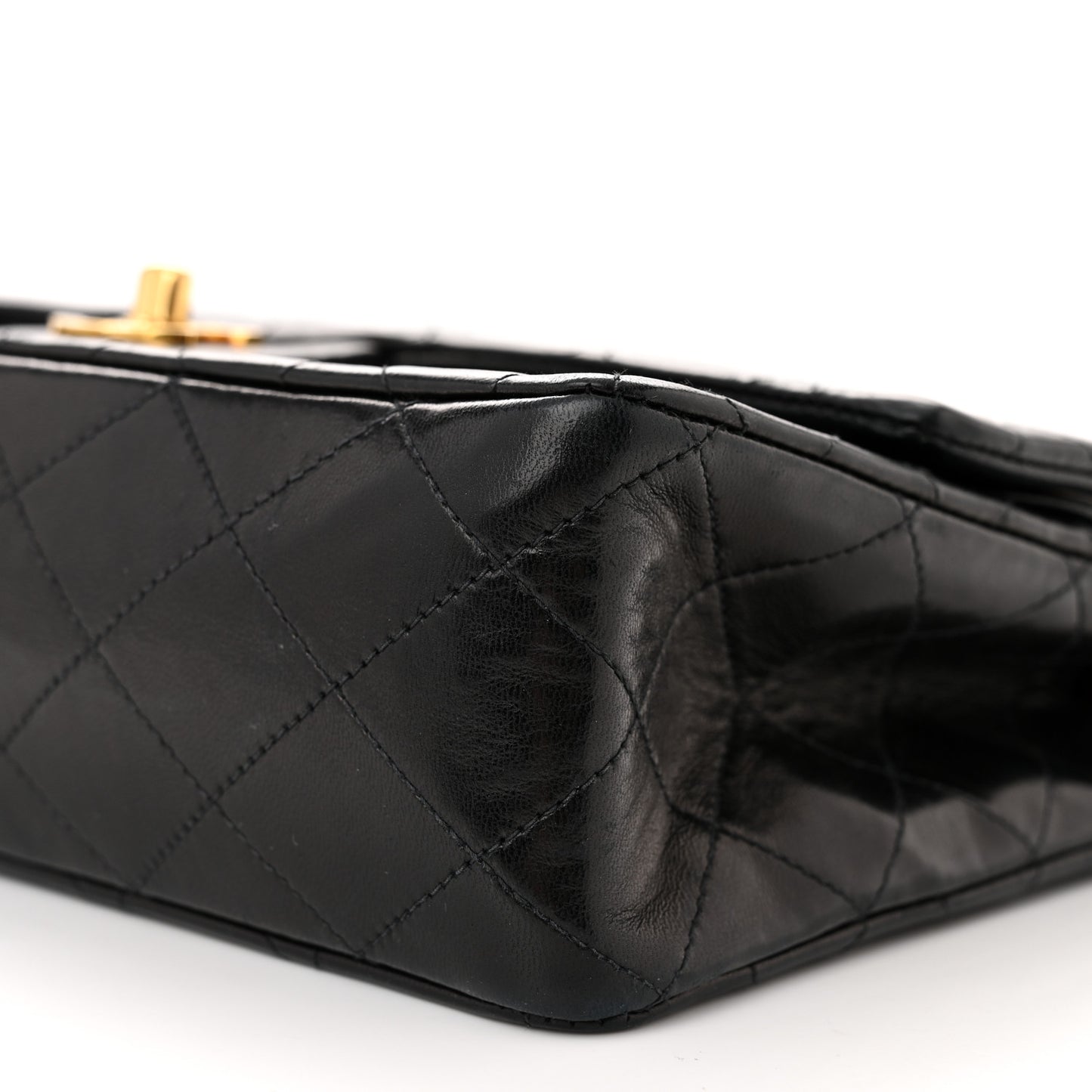 Lambskin Quilted Medium Double Flap Black