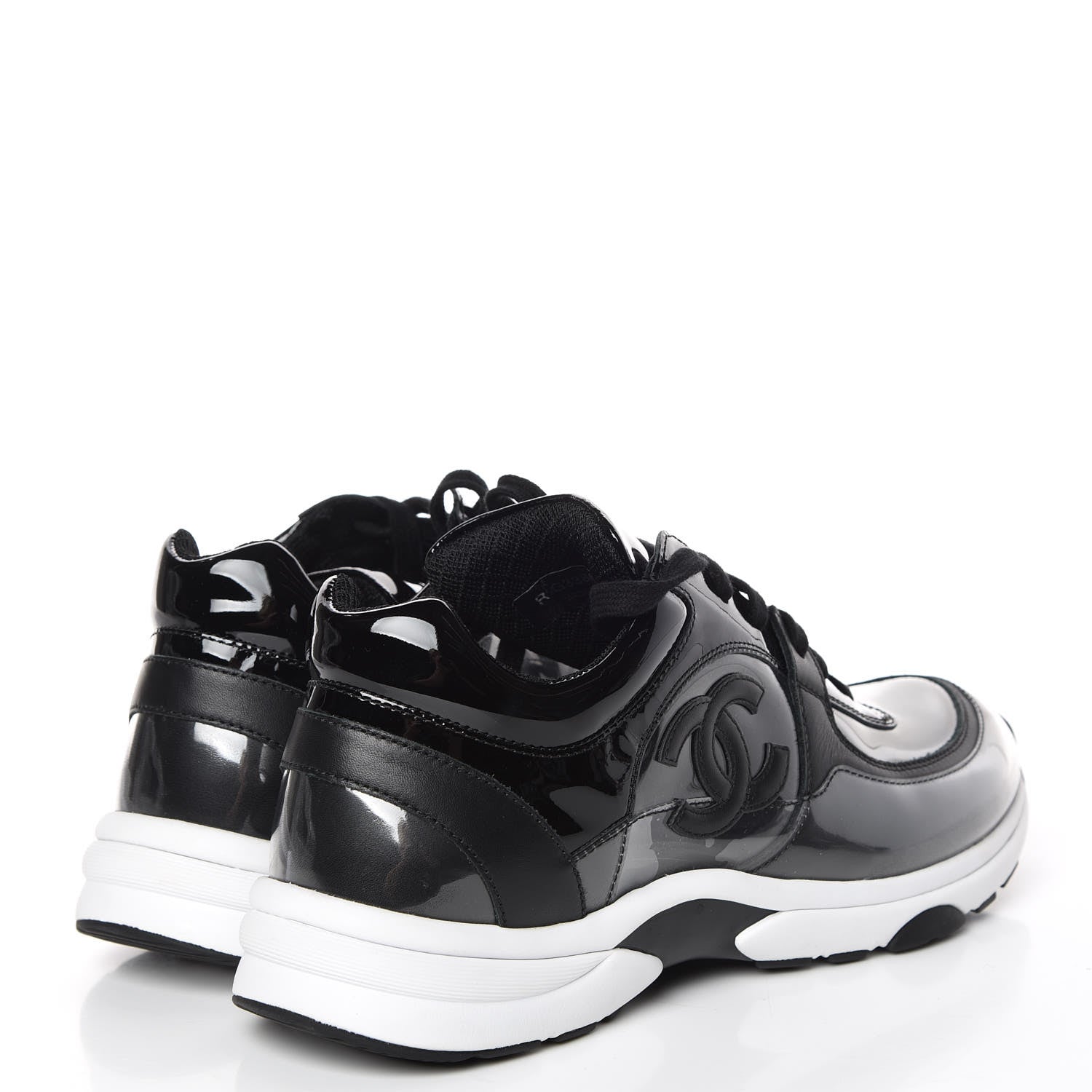 Chanel Patent PVC Womens CC Sneakers 40 Transparent Black 4 of 9